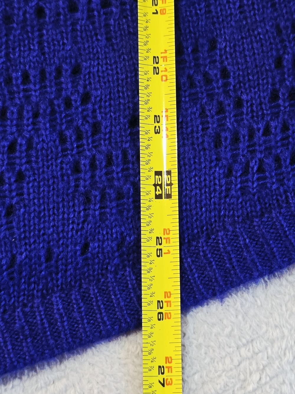 Chico's Sz 3 (16/XL) Cobalt Blue Pointelle Knit Dolman Sleeve Sweater - Picture 8 of 9